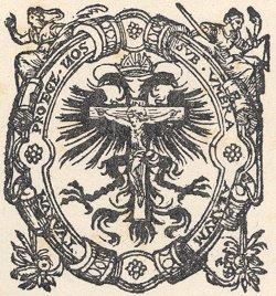 De gekruisigde Christus op het titelvignet van Boudewyns’ bundel Het Prieelken der Gheestelyker Wellusten uit 1587 past bij de godsdienstige inhoud.